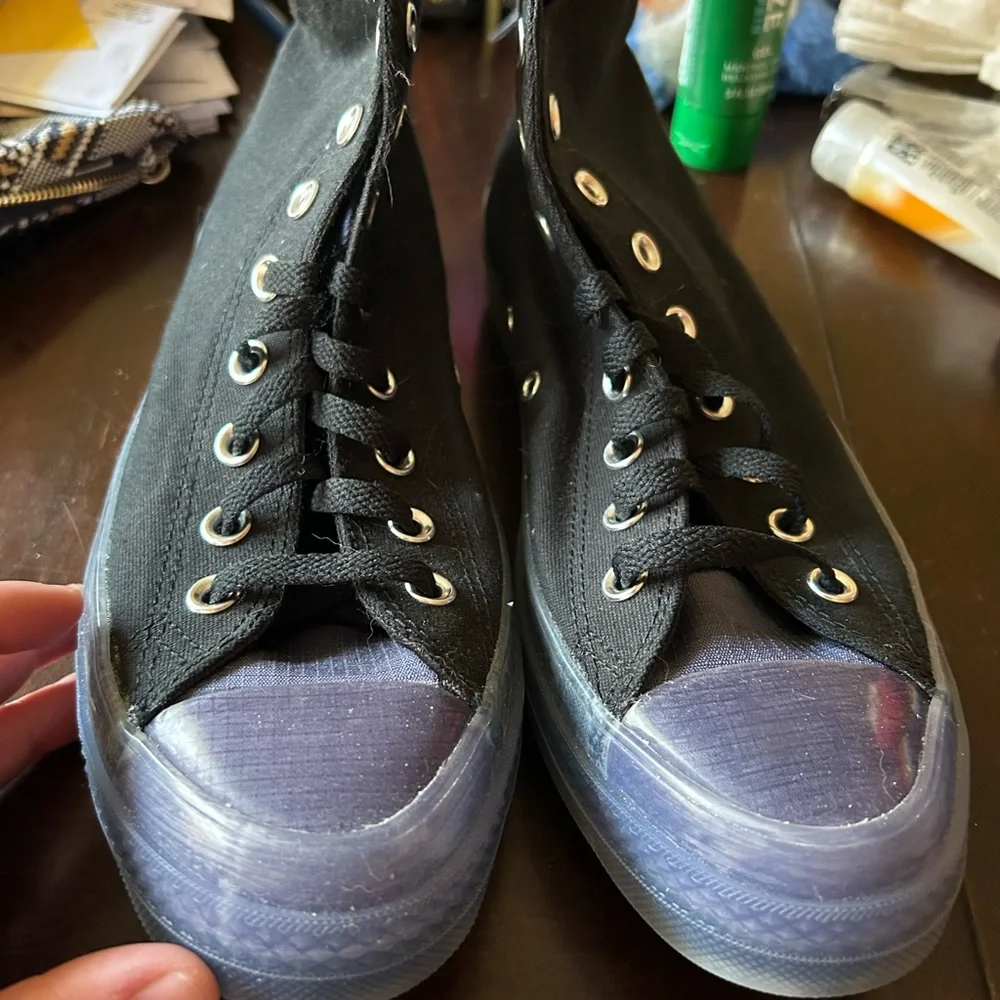 Converse Black and Purple High-Tops (men’s 9.5) - Picture 2 of 6